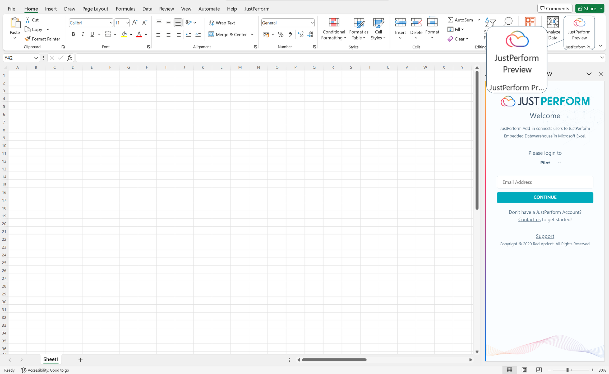 Image of logging in to Financial Reporting Excel