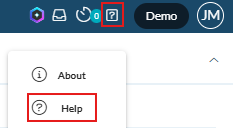 Image of the Help icon within the Financial Reporting et Close & Consolidation platform