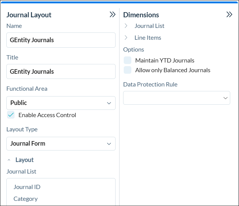 Journal Layout and Dimensioins