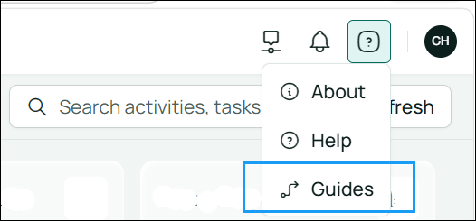Guides option in the Help dropdown