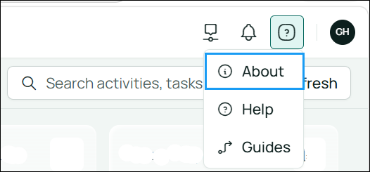 About option in the Help dropdown menu