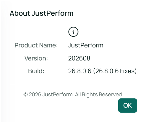 About pane for displaying the product informaiton