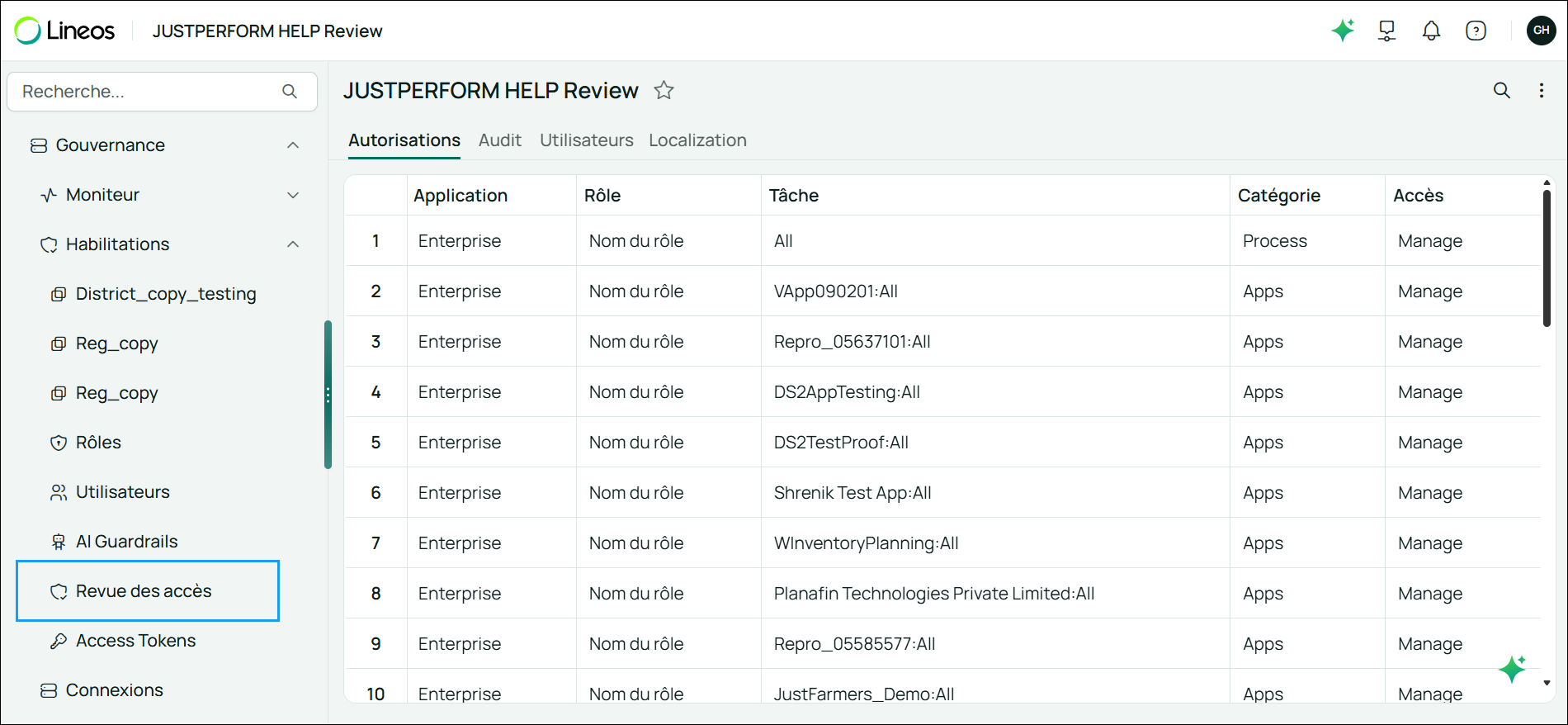 Image of the Access Review page