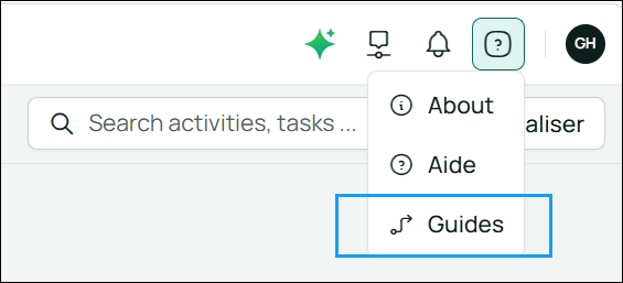 Guides option in the Help dropdown