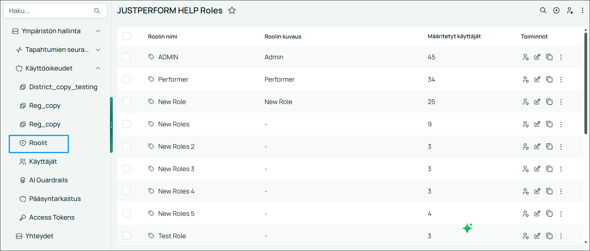 Image of the Roles page