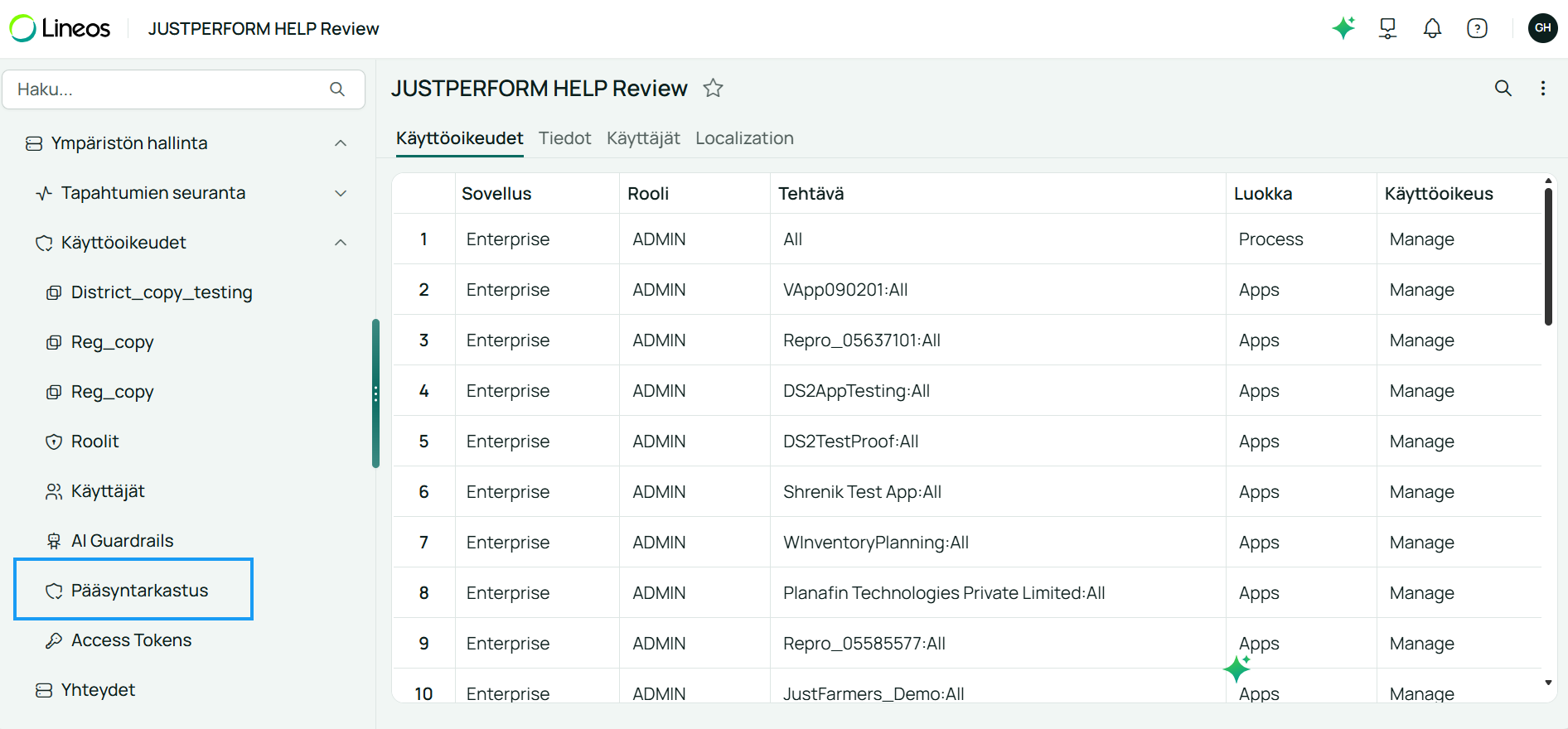 Image of the Access Review page