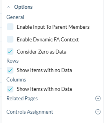 Image des options de la feuille