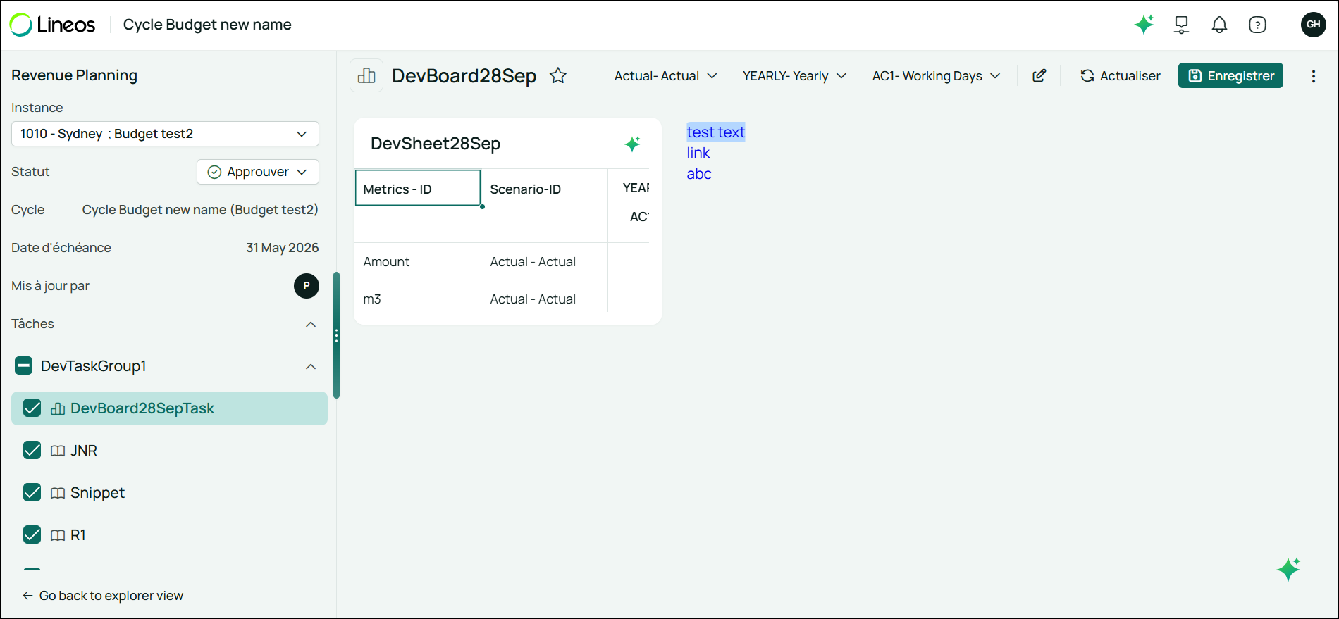 Activity pane on the left
