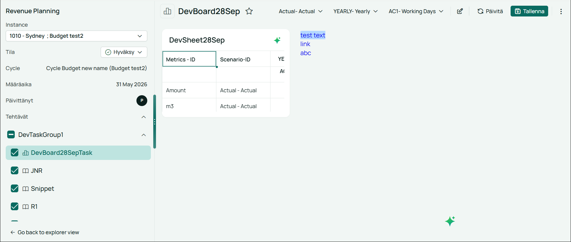 Activity pane on the left