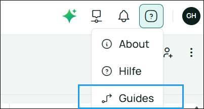 Guides option in the Help dropdown