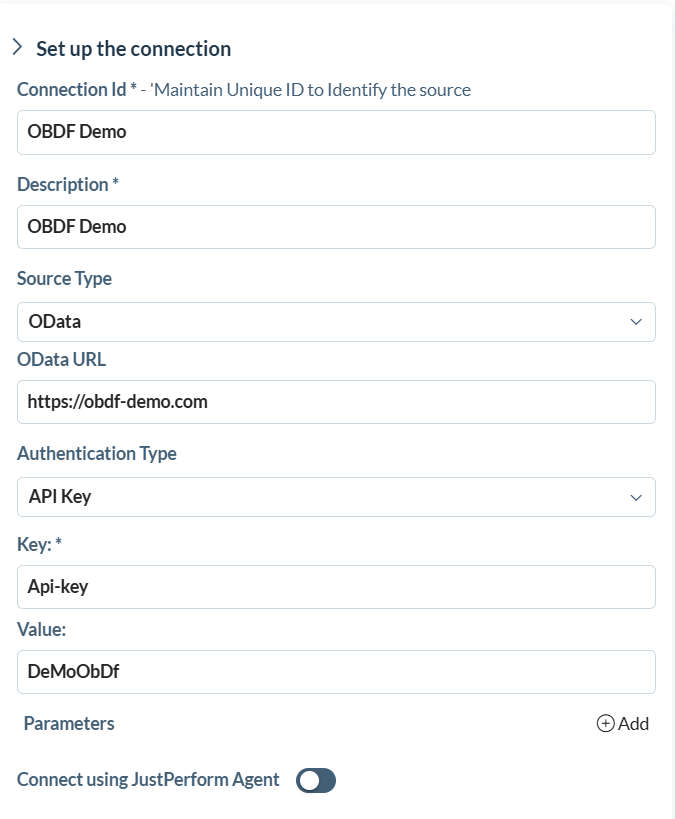 Set up the connection options in UI