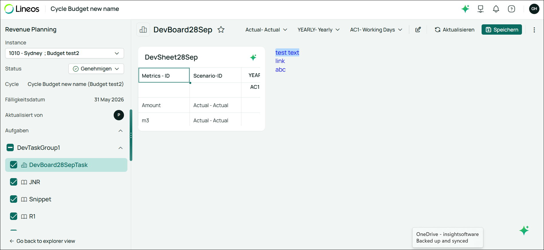 Activity pane on the left